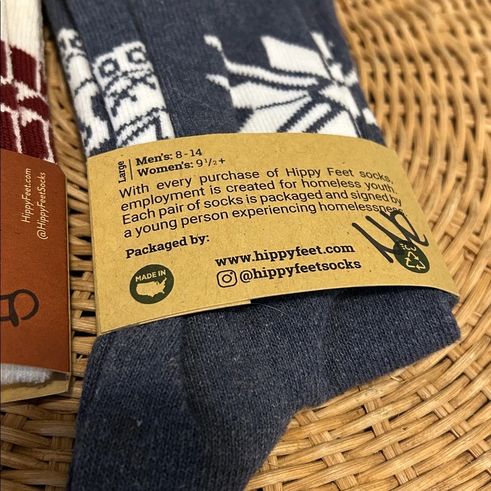 Hippy Feet Reindeer Fair Isle‎ Socks 2 Pack Navy White